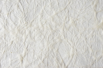 White paper sheet texture background, like self made. Embossed yarns, twine, lace pattern. Strong light, shadows.