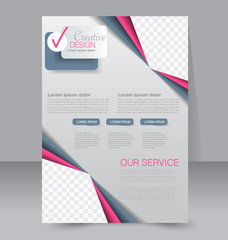 Brochure design. Flyer template. Editable A4 poster for business, education, presentation, website, magazine cover. Pink and grey color.