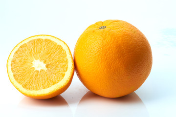 Orange with half isolated on white