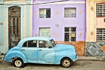 Cuba, La Habana, Broken Down Vintage Car