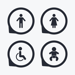WC toilet icons. Human male or female signs.
