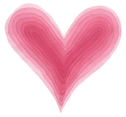 Watercolor painted pink heart,  elements for your valentines. Isolated on white background.