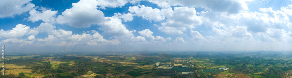 Wall mural panorama cloud and sky with skyline view background