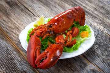 A delicious freshly boiled lobster 