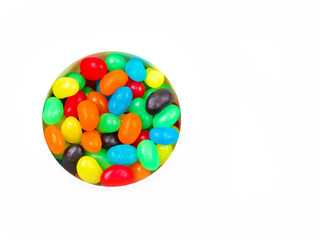 Sweets in a container on white