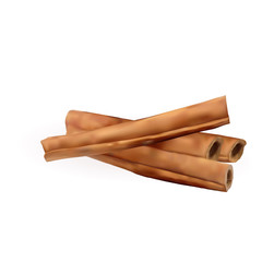 Cinnamon sticks on the white