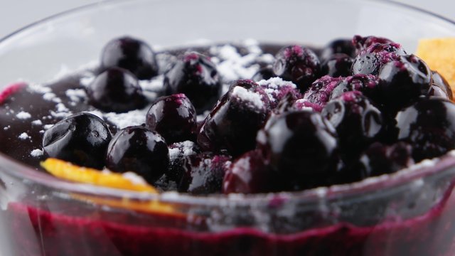 Cold cocktail with blackcurrant and chocolate, closeup
