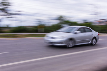 car Speeding in road