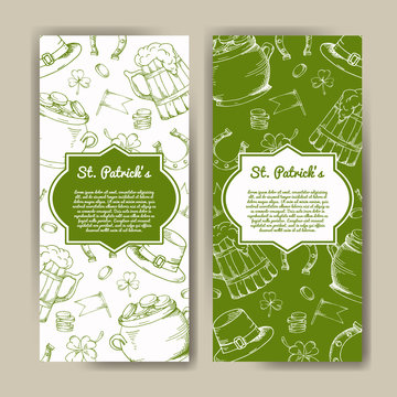 Vector set of banners for St. Patrick's Day. Illustration with hand drawn sketch.