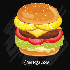 Burger vector isolated on black background