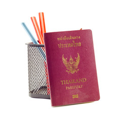 passport book and pencil