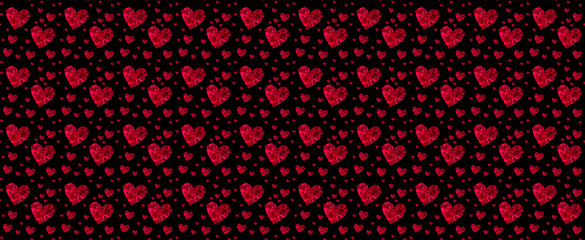  pattern red heart rose petals on a  black