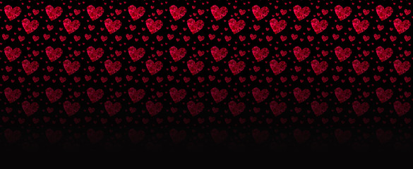  pattern red heart rose petals on a  black