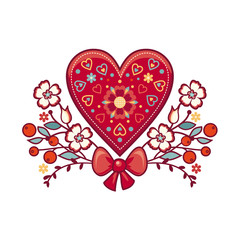 Valentines Day background with hearts and flower. Wedding card