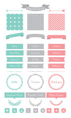 Blog elements set with seamless patterns