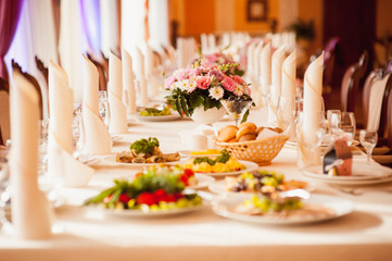 table set for wedding or another catered event dinner