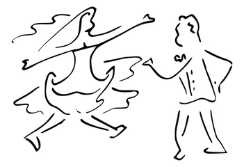 Fototapeten lijntekening van dansend paar © emieldelange