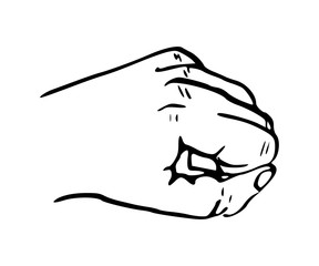 zwart wit tekening van vuist