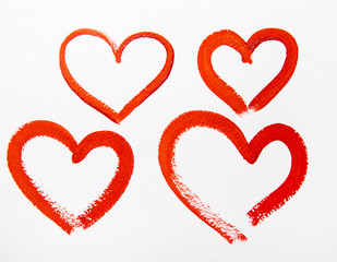 red hearts watercolor