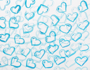 blue hearts watercolor