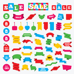 Sale price tag icons. Discount symbols.