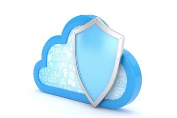 cloud and shield, cloud security concept