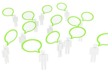 people with talk bubbles isolated over a white background