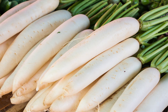Radishes in market