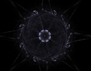 Abstract design of white powder cloud against dark background