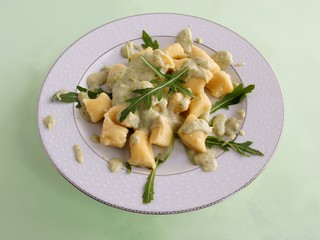 cheese and celeries noodles with celery sauce