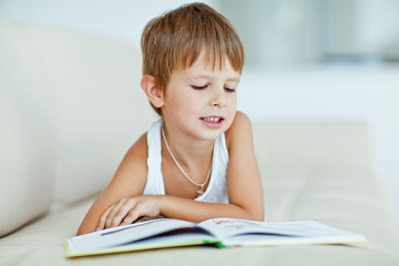 School boy are reading the book at home  © nuzza11