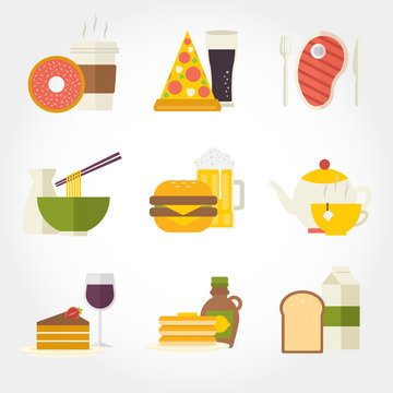 Food and drinks flat design icon