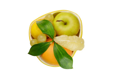 Fototapeta na wymiar fruit on white background , orange , lemon, apple