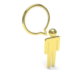 3d man with talk bubbles isolated over a white background