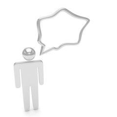 3d man with talk bubbles isolated over a white background
