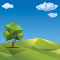 Polygonal tree. Abstract vector Illustration, low poly style.