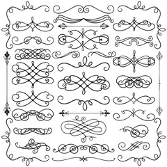 Vector Black Vintage Hand Drawn Swirls Collection