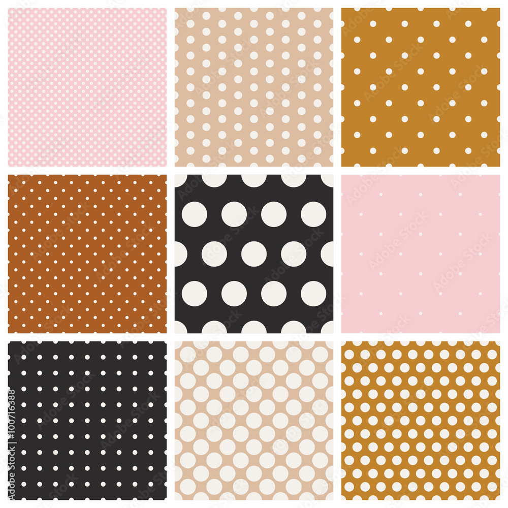 Poster set of seamless dots patterns