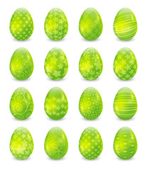 Set of green Easter eggs