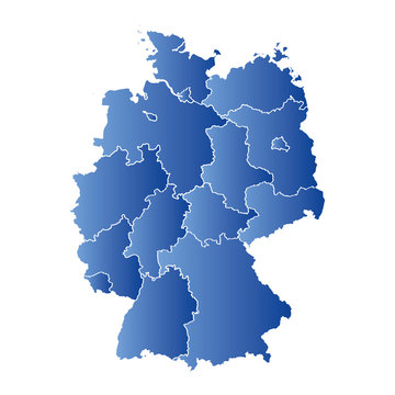 Blue Map of Germany in Europe