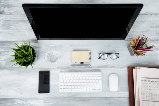 Office table with computer