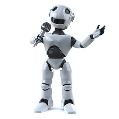 3d Robot has the microphone