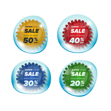 Summer sale circle stickers in a bubble