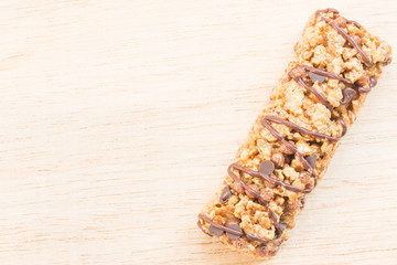 Cereal bars with wheat whole grain and chocolate