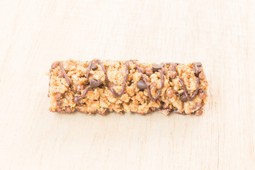 Cereal bars with wheat whole grain and chocolate