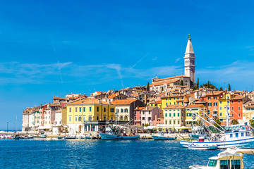 Beautiful View Of Rovinj With Church Tower-Croatia