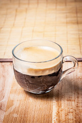 Cup of coffee side view.