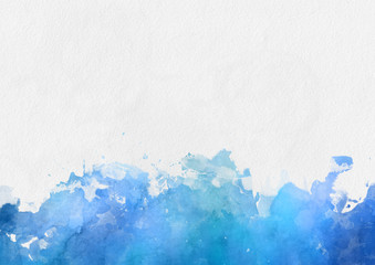Colorful blue watercolor paint border © XtravaganT