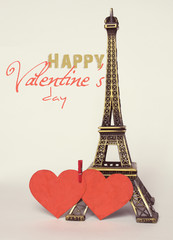 Fototapeta na wymiar Vintage touristic poster Paris. happy valentines day. toned imag