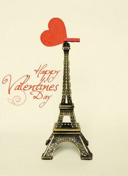 Retro Paris grunge card happy valentines day. toned image